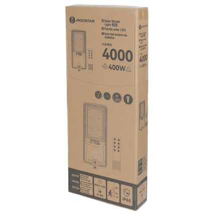 Aigostar - LED Solární pouliční lampa se senzorem LED/300W/3,2V 3600mAh + dálkové ovládání