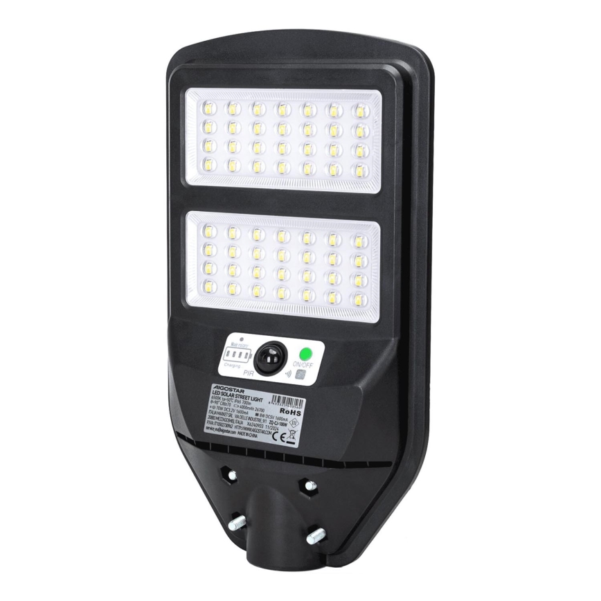 Aigostar - LED Solární pouliční lampa se senzorem LED/70W/3,2V 4000mAh IP65 6500K + dálkové ovládání