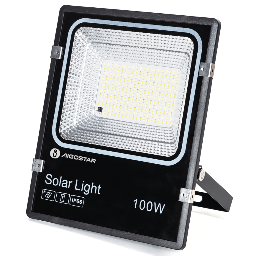 Aigostar - LED Solární reflektor LED/100W/3,2V 2000mAh 3000K/4000K/6500K IP66 + dálkové ovládání