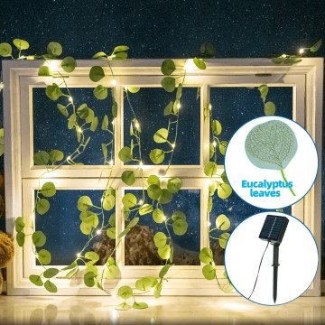 Aigostar - LED Solární řetěz 100xLED/12m IP65 teplá bílá eukalyptus