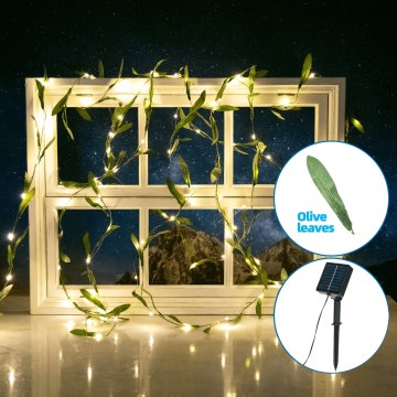 Aigostar - LED Solární řetěz 100xLED/12m IP65 teplá bílá olive
