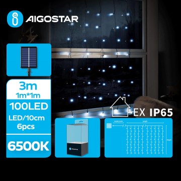 Aigostar - LED Solární  řetěz 100xLED/8 funkcí 4x1m 800 mAh IP65 studená bílá