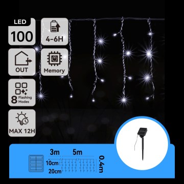 Aigostar - LED Solární  řetěz 100xLED/8 funkcí 8x0,4m IP65 studená bílá 800 mAh