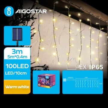 Aigostar - LED Solární  řetěz 100xLED/8 funkcí 8x0,4m IP65 teplá bílá 800 mAh