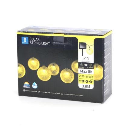 Aigostar - LED Solární řetěz 10xLED/3,8m IP44 600 mAh teplá bílá