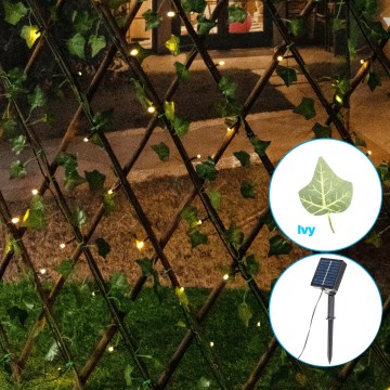 Aigostar - LED Solární řetěz 148xLED/2x1,2m IP65 teplá bílá ivy