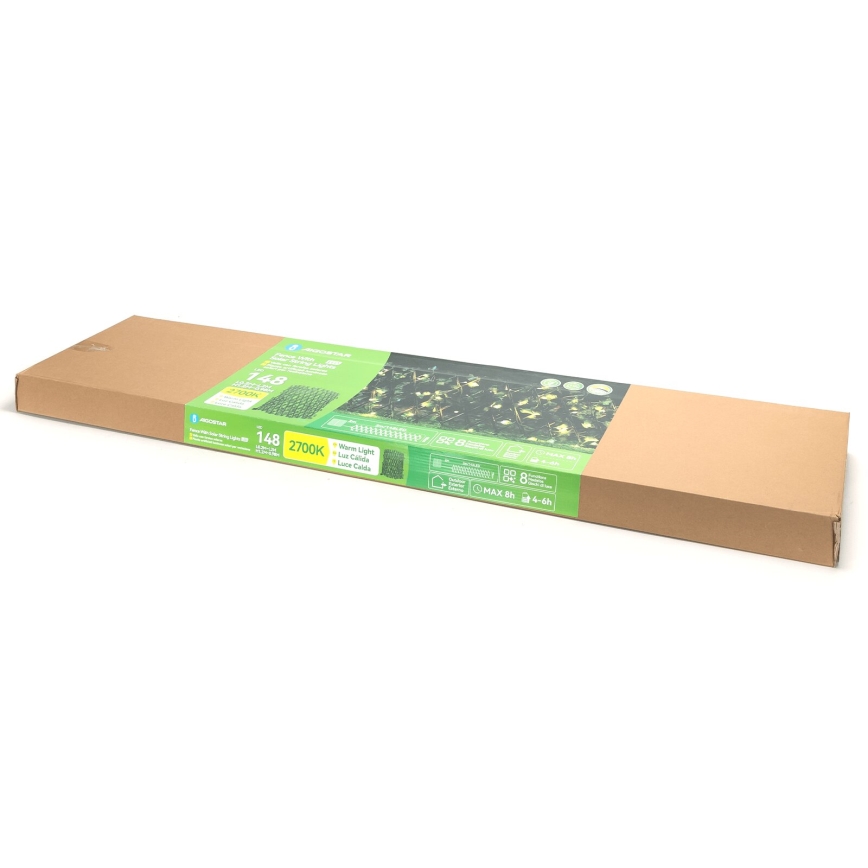 Aigostar - LED Solární řetěz 148xLED/2x1,2m IP65 teplá bílá ivy