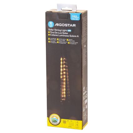 Aigostar - LED Solární  řetěz 192xLED/8m IP65 1200 mAh teplá bílá