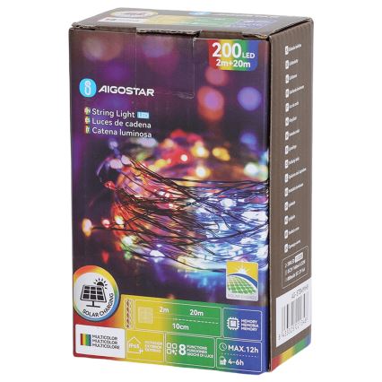 Aigostar - LED Solární řetěz 200xLED/8 funkcí 22 m IP65 multicolor 800 mAh