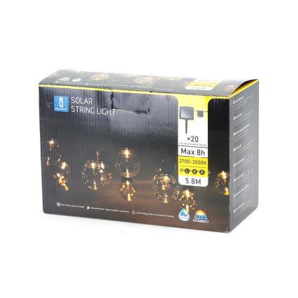 Aigostar - LED Solární řetěz 20xLED/5,8m IP44 teplá bílá