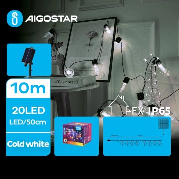 Aigostar - LED Solární  řetěz 20xLED/8 funkcí 11,5m 1200 mAh IP65 studená bílá