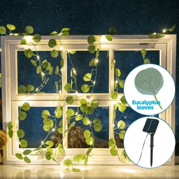 Aigostar - LED Solární řetěz 50xLED/7m IP65 teplá bílá eukalyptus