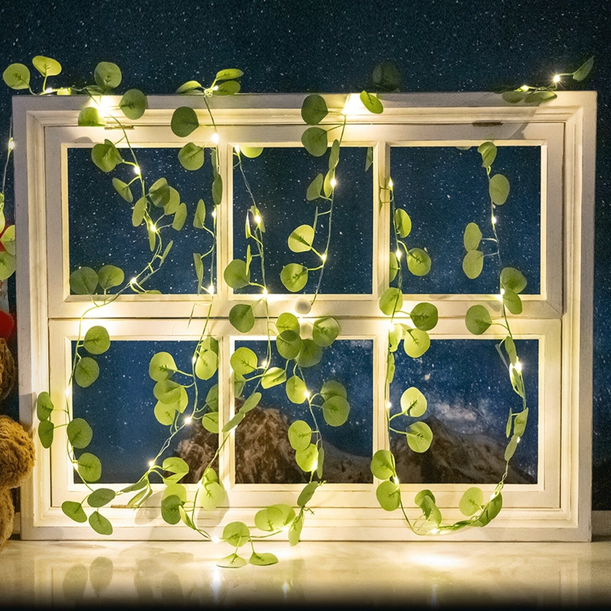 Aigostar - LED Solární řetěz 50xLED/7m IP65 teplá bílá eukalyptus