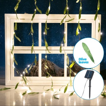 Aigostar - LED Solární řetěz 70xLED/4x1m IP65 teplá bílá olive