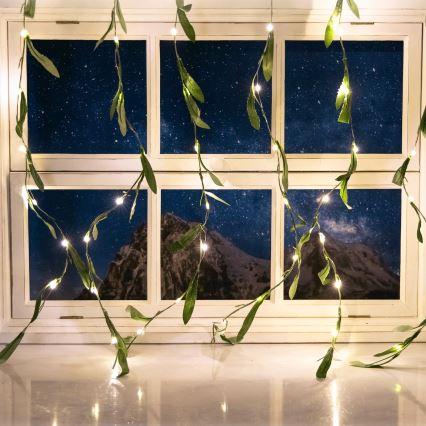 Aigostar - LED Solární řetěz 70xLED/4x1m IP65 teplá bílá olive