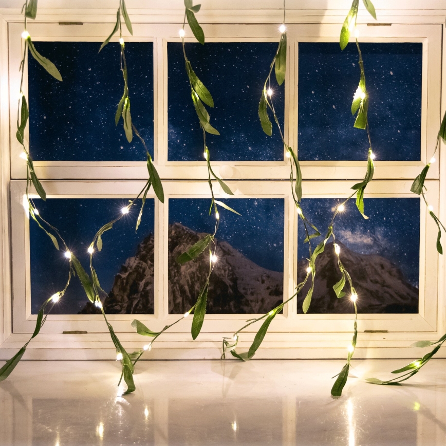 Aigostar - LED Solární řetěz 70xLED/4x1m IP65 teplá bílá olive