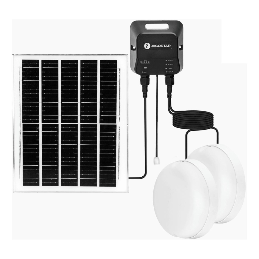 Aigostar - LED Solární svítidlo 2xLED/70W/12V 12000 mAh 6500K pr. 20,5 cm + dálkové ovládání