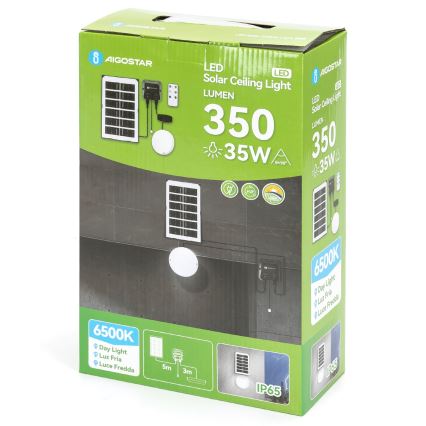 Aigostar - LED Solární svítidlo LED/35W/12V 3000 mAh 6500K pr. 16,8 cm + dálkové ovládání