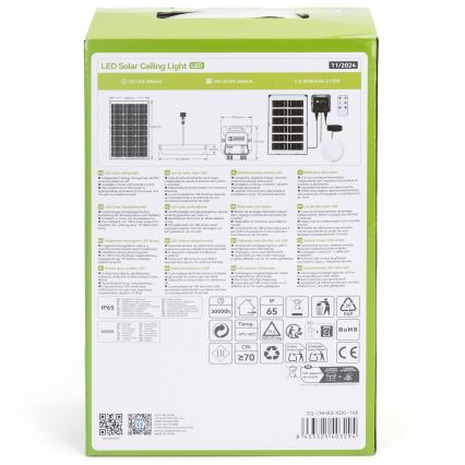 Aigostar - LED Solární svítidlo LED/35W/12V 3000 mAh 6500K pr. 16,8 cm + dálkové ovládání