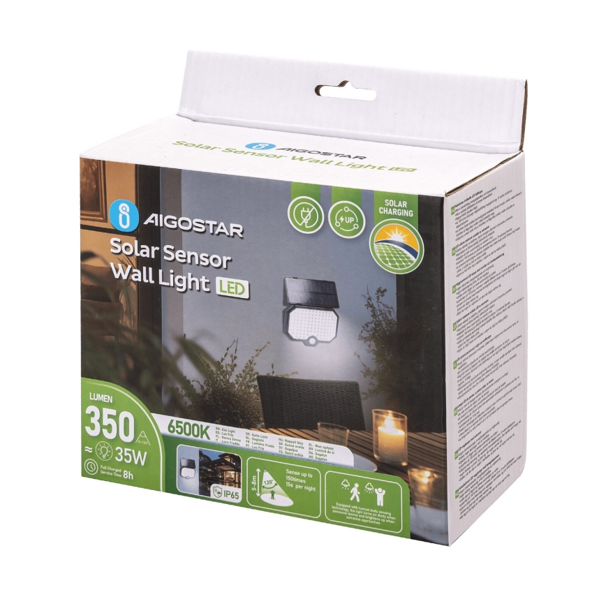 Aigostar - LED Solární svítidlo se senzorem pohybu LED/2,4W/3,7V IP65