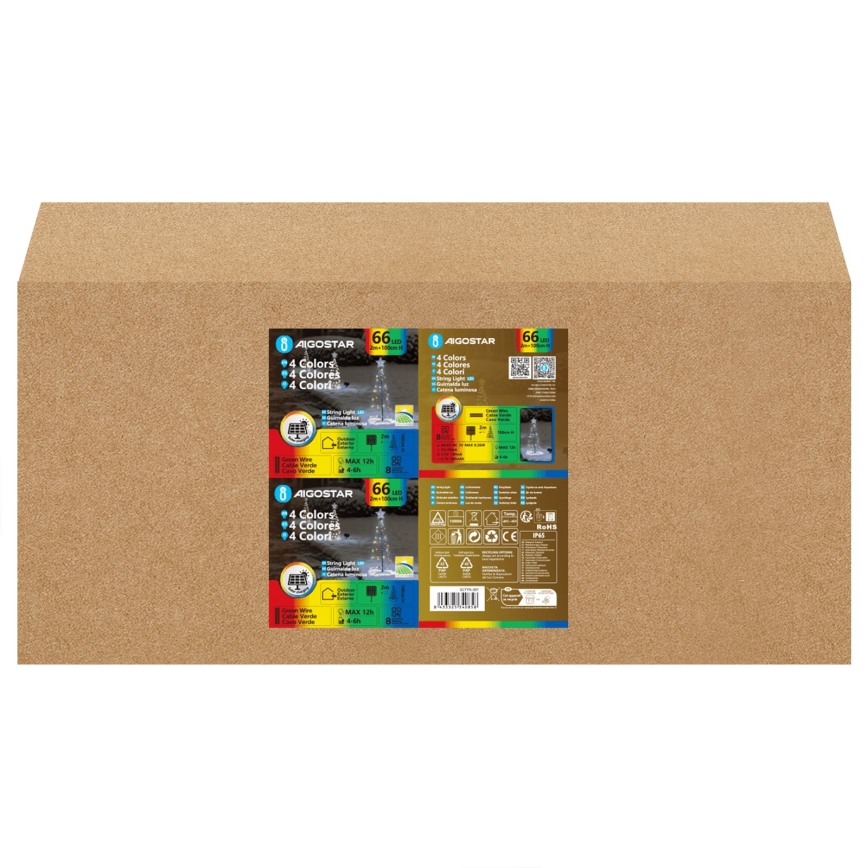 Aigostar - LED Solární vánoční dekorace LED/0,59W/3,7V 100 cm IP65 130 mAh multicolor