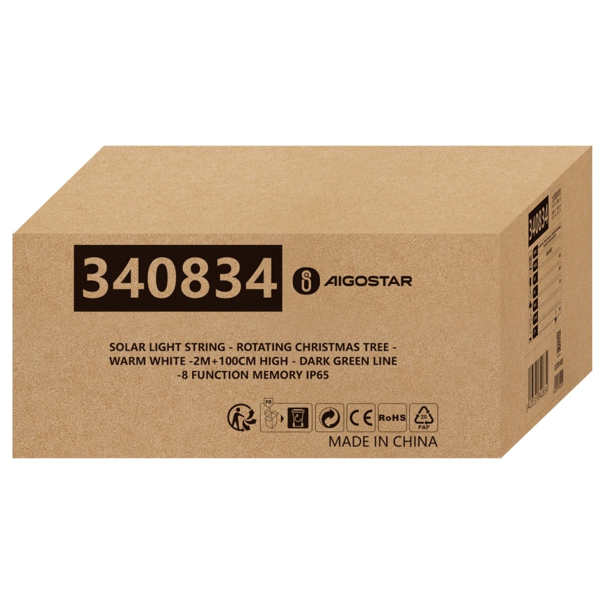 Aigostar - LED Solární vánoční dekorace LED/0,59W/3,7V 100 cm IP65 130 mAh teplá bílá