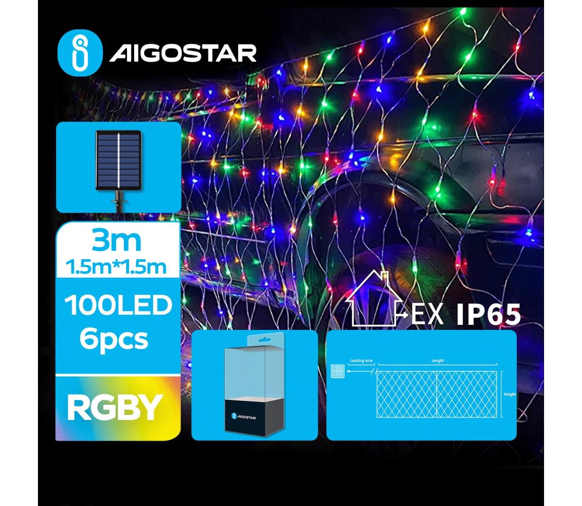 Aigostar B.V. Aigostar - LED Solární vánoční řetěz 100xLED/8 funkcí 4,5x1,5m IP65 multicolor AI0440