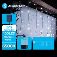 Aigostar - LED Solární vánoční řetěz 100xLED/8 funkcí 8x0,4m IP65 studená bílá