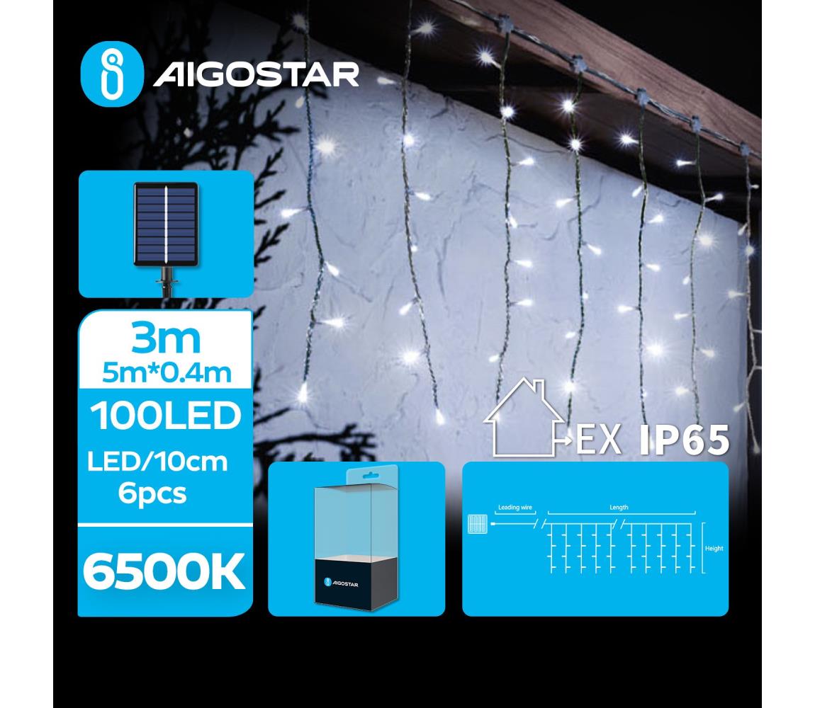 Aigostar B.V. Aigostar - LED Solární vánoční řetěz 100xLED/8 funkcí 8x0,4m IP65 studená bílá AI0435