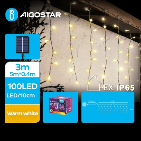 Aigostar - LED Solární vánoční řetěz 100xLED/8 funkcí 8x0,4m IP65 teplá bílá