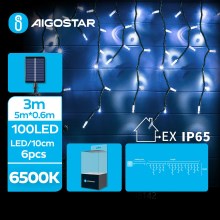 Aigostar - LED Solární vánoční řetěz 100xLED/8 funkcí 8x0,6m IP65 studená bílá