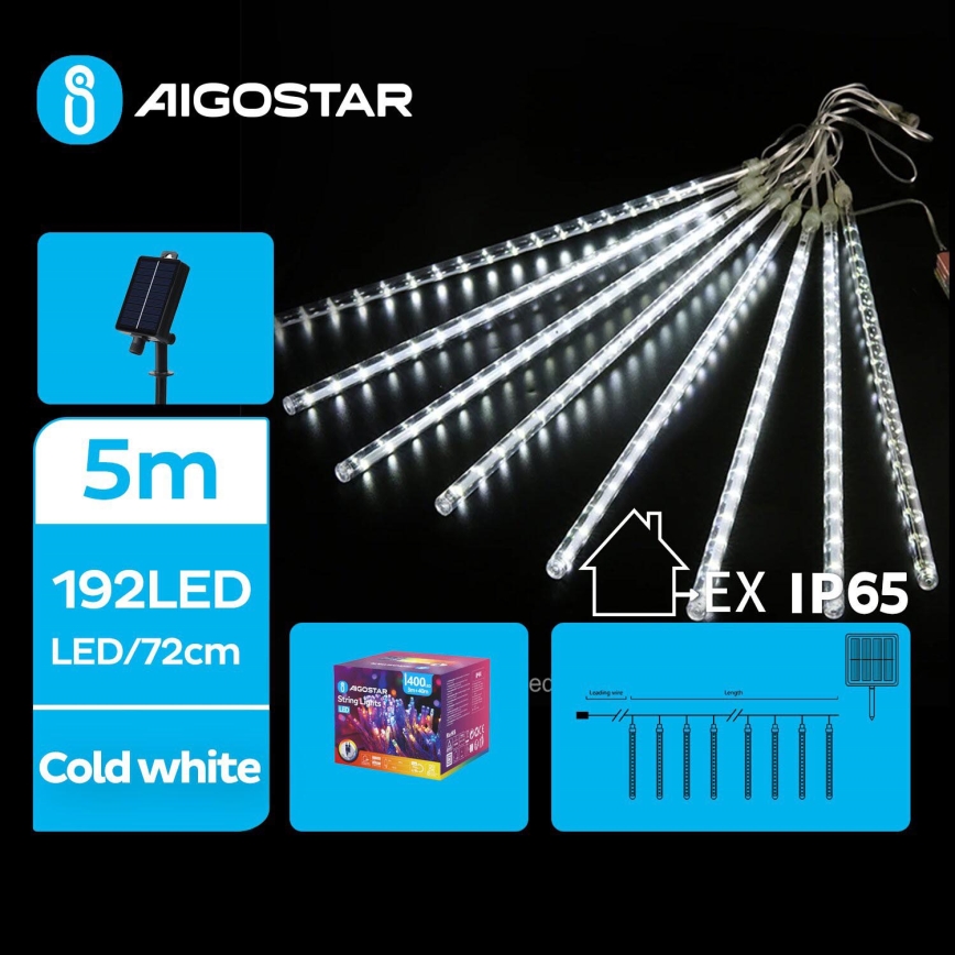 Aigostar - LED Solární vánoční řetěz 192xLED/8m IP65 studená bílá