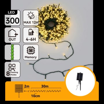 Aigostar - LED Solární vánoční řetěz 300xLED/8 funkcí 32m IP65 teplá bílá 1200 mAh