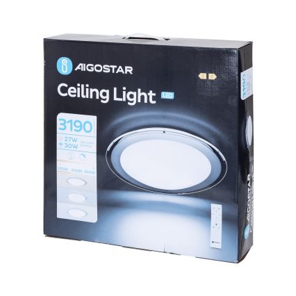 Aigostar - LED Stmívatelné stropní svítidlo LED/30W/230V 2700-6500K pr. 42,9 cm chrom + dálkové ovládání