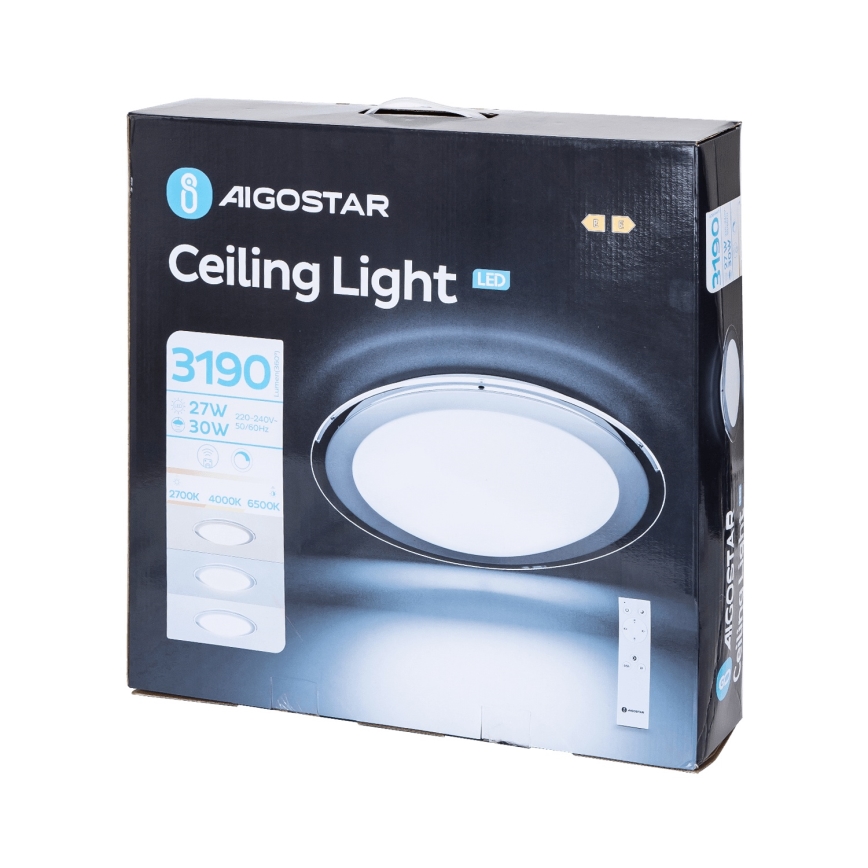 Aigostar - LED Stmívatelné stropní svítidlo LED/30W/230V 2700-6500K pr. 42,9 cm chrom + dálkové ovládání