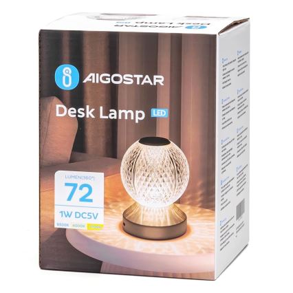 Aigostar - LED Stmívatelná nabíjecí stolní lampa LED/1W/5V 2700/4000/6500K 1800mAh 13,5 cm