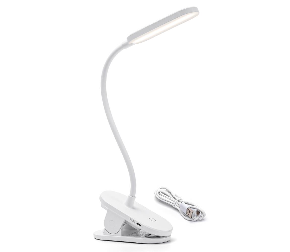 Aigostar B.V. Aigostar - LED Stmívatelná nabíjecí stolní lampa s klipem LED/2,5W/5V bílá AI0919
