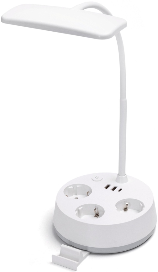 Aigostar - LED Stmívatelná stolní lampa se zásuvkami a USB LED/4,6W/230V 3000/4000/6500K bílá