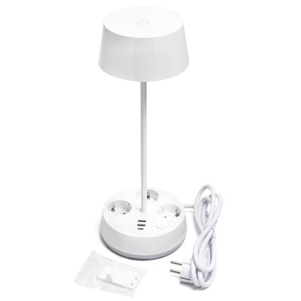 Aigostar - LED Stmívatelná stolní lampa se zásuvkami a USB LED/4,6W/230V 3000/4000/6500K bílá
