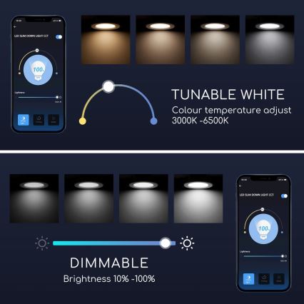 Aigostar - LED Stmívatelné podhledové svítidlo 12W/230V pr. 17 cm Wi-Fi