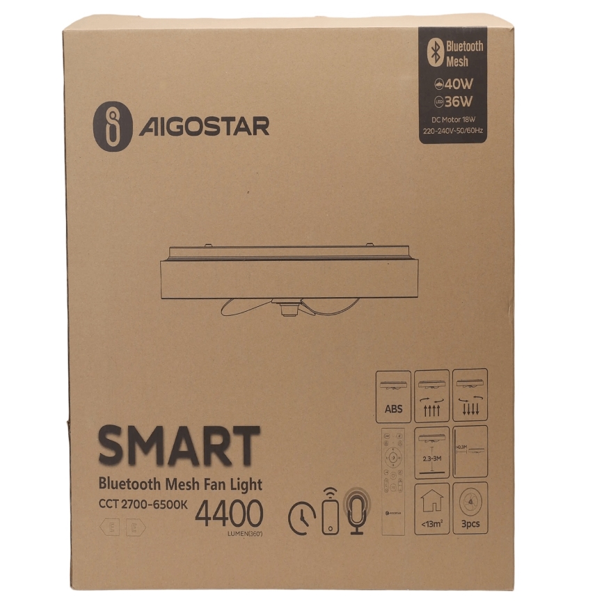 Aigostar - LED Stmívatelné stropní svítidlo s ventilátorem MESH LED/40W/230V 2700-6500K černá + dálkové ovládání