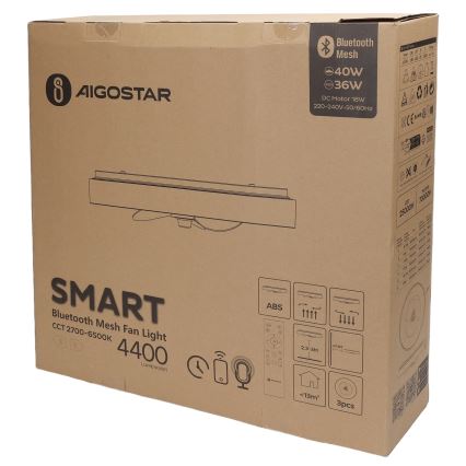 Aigostar - LED Stmívatelné stropní svítidlo s ventilátorem MESH LED/40W/230V 2700-6500K černá + dálkové ovládání