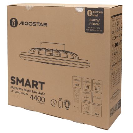 Aigostar - LED Stmívatelné stropní svítidlo s ventilátorem MESH LED/40W/230V 2700-6500K bílá + dálkové ovládání