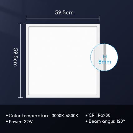 Aigostar - LED Stmívatelný podhledový panel 32W/230V Wi-Fi 60x60 cm