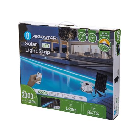 Aigostar - LED Stmívatelný solární pásek LED/20W/3,2V 20 m 6500K IP65 + dálkové ovládání