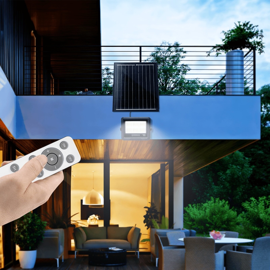 Aigostar - LED Stmívatelný solární reflektor LED/100W/3,4V IP65 + dálkové ovládání