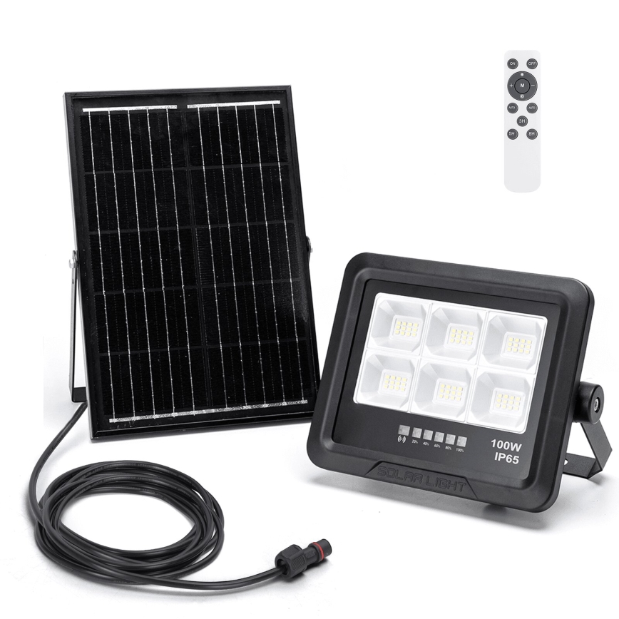 Aigostar - LED Stmívatelný solární reflektor LED/100W/3,4V IP65 + dálkové ovládání