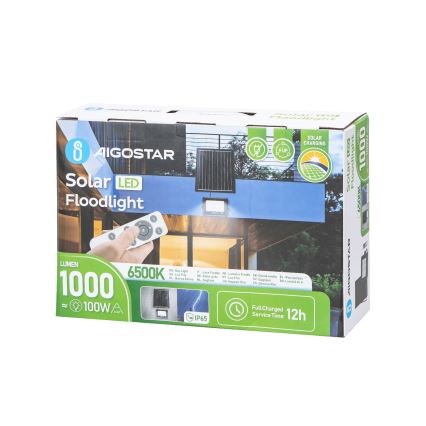 Aigostar - LED Stmívatelný solární reflektor LED/100W/3,4V IP65 + dálkové ovládání