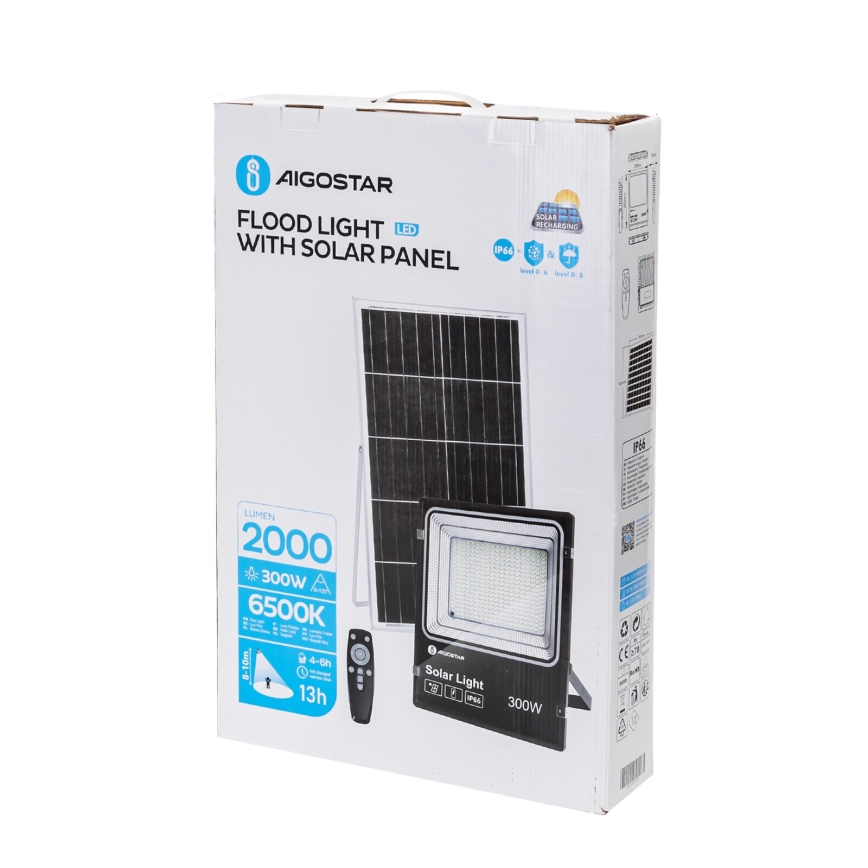 Aigostar - LED Stmívatelný solární reflektor LED/300W/3,2V IP66 + dálkové ovládání