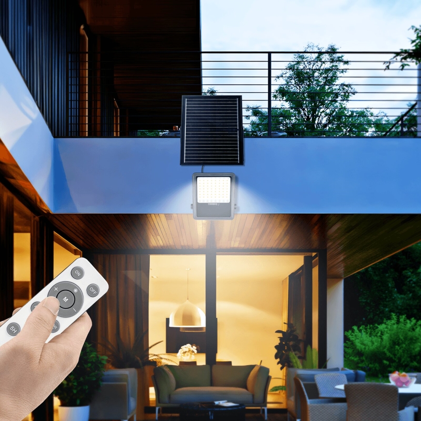 Aigostar - LED Stmívatelný solární reflektor LED/300W/3,4V IP65 + dálkové ovládání